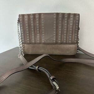 Michael Kors Taupe Crossbody Bag with Silver Accents